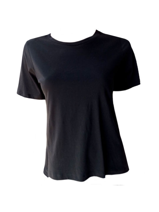 bs Damen-T-Shirt Tencel / Baumwolle Schwarz Premium Qualität