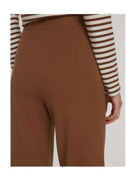 Women's High-waisted Fabric Trousers in Relaxed Fit Brown