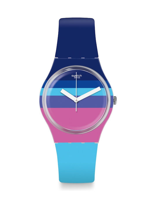 Swatch Azul' Heure Γυναικείο Ρολόι 34mm Μπαταρίας με Μπλε Καουτσούκ Λουράκι