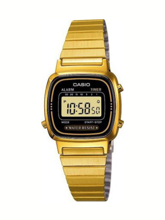 Casio Vintage Digital Women's Watch with Gold Metal Bracelet