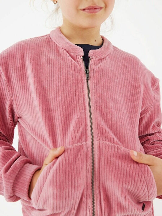 Kinderstrickjacke mit Kapuze Rosa