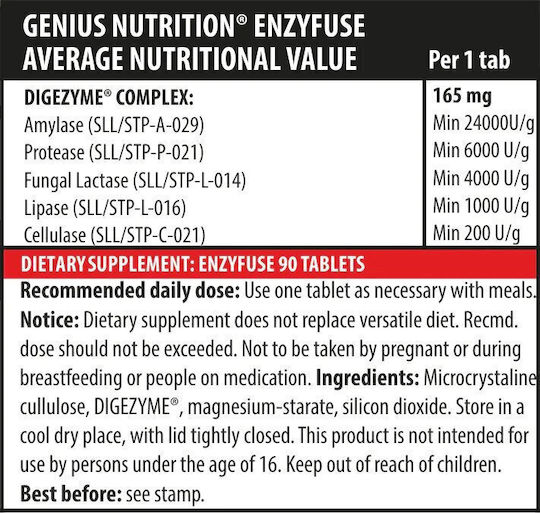 Genius Nutrition Enzyfuse 90 κάψουλες