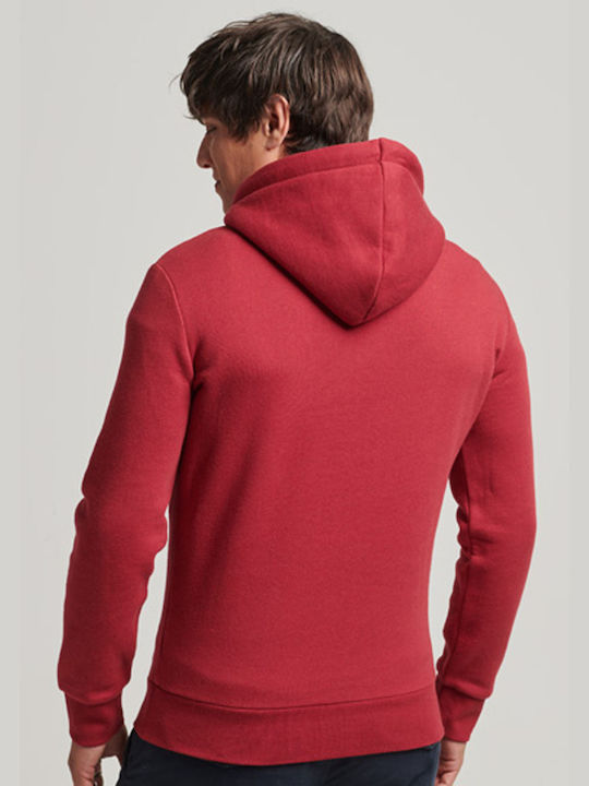 Superdry Vintage Venue Tonal Men's Sweatshirt with Hood and Pockets Burgundy