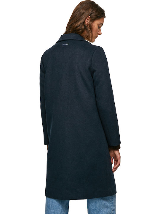 Victoria Women's Navy Blue Coat with Buttons