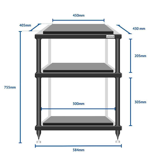 Solidsteel S5-3 Advanced Rack 3 Levels White 58.4x75.5x43cm