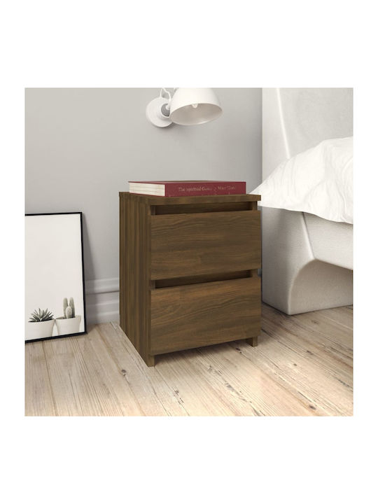 Wooden Bedside Table Καπνιστή Δρυς 30x30x40cm