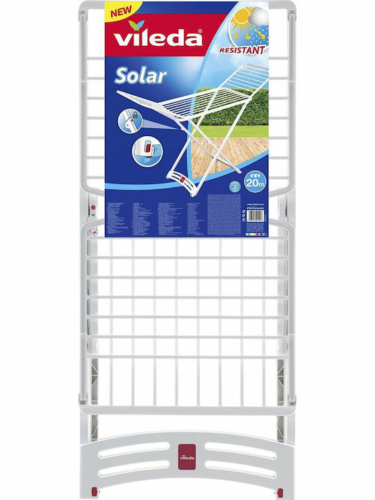 Vileda Solar Plastic Folding Floor Clothes Drying Rack 182x55cm