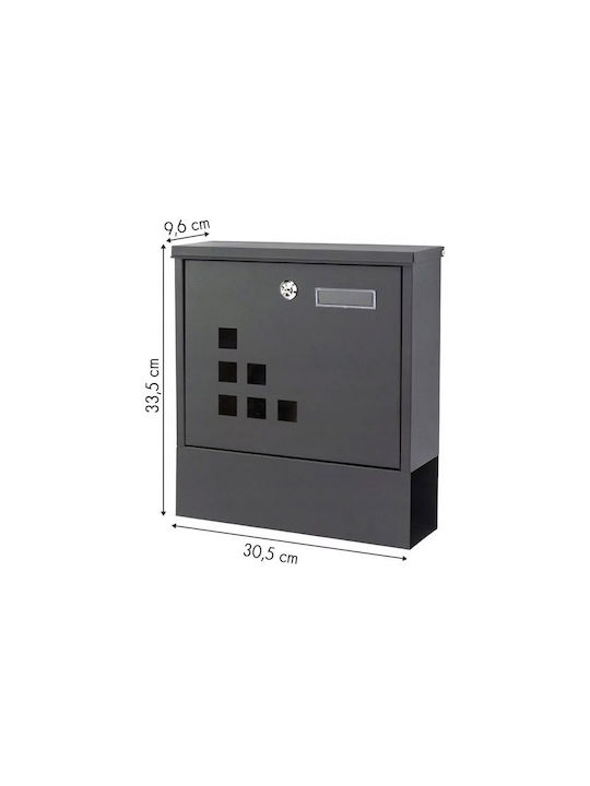 Außenbereich Briefkasten Metallisch in Gray Farbe 30.5x9.6x33.5cm