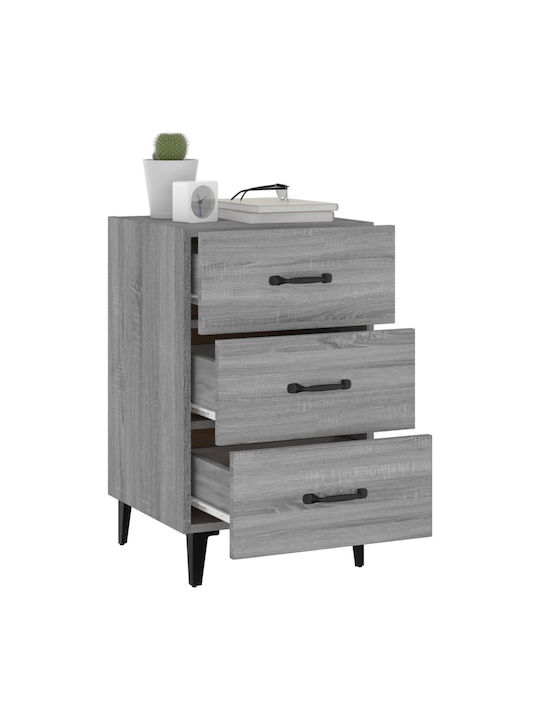 Wooden Bedside Table Γκρι Sonoma 40x40x66cm
