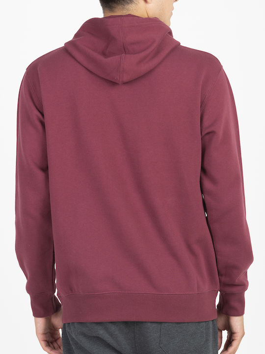 Russell Athletic Men's Sweatshirt with Hood and Pockets Burgundy