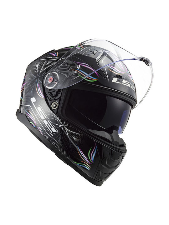 LS2 FF811 Vector II Tropical Black/White Motorcycle Helmet Full Face ECE 22.06 Weight 1500g with Pinlock