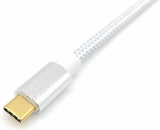 Equip 128355 Braided USB 3.2 Video Cable USB-C male - USB-C 100W PD Λευκό 0.5m 128355