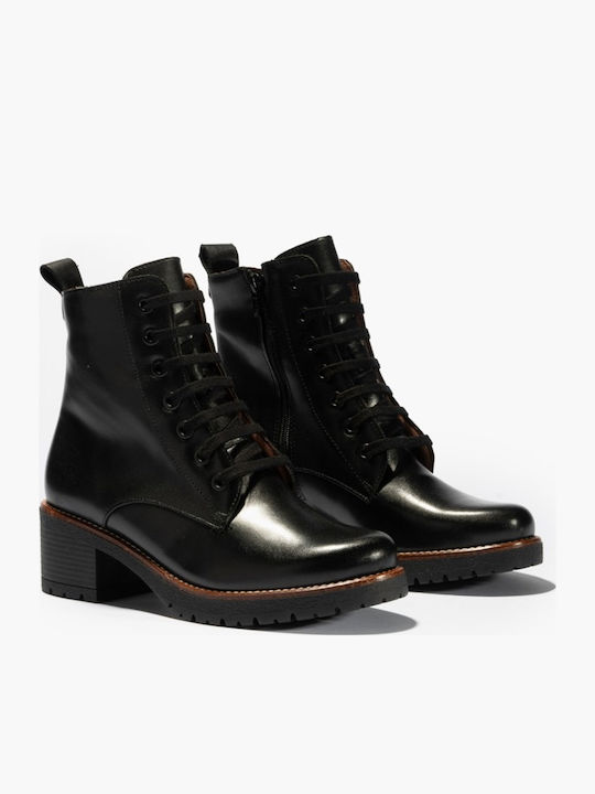 2524 Leder Stiefeletten Damen Schwarz