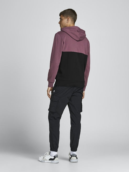 Jack & Jones Men's Sweatshirt with Hood and Pockets Burgundy