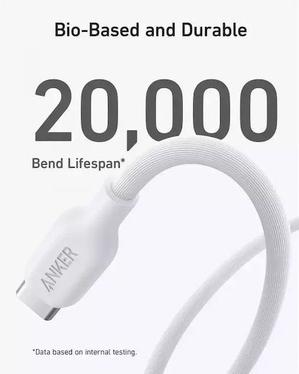 Anker Bio Braided USB-C to Lightning Cable 30W Λευκό 0.9m (A80A1G21)