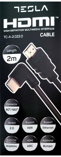 Tesla Tesla Кабел HDMI Мъжки - HDMI Мъжки 2м Черен