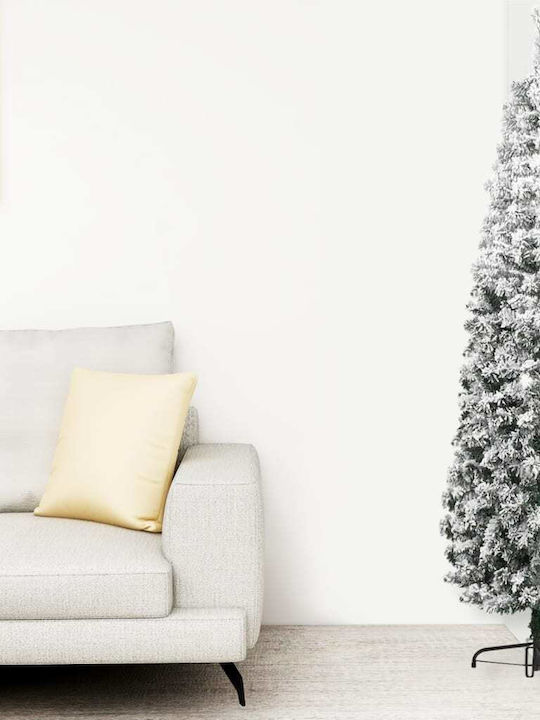 Snowy Christmas Wall Green Tree with Metallic Base H240cm