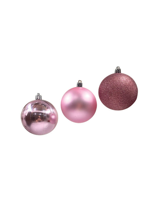 AGC Weihnachtsbaum-Anhänger Kugel Ornament Rosa 10cm Set von 6Stück