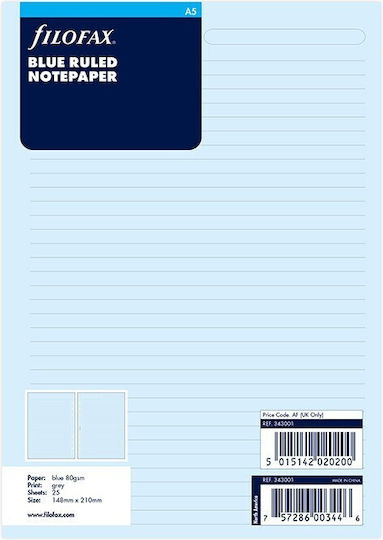 Filofax Ανταλλακτικές Κόλλες A5 Ριγέ Μπλε