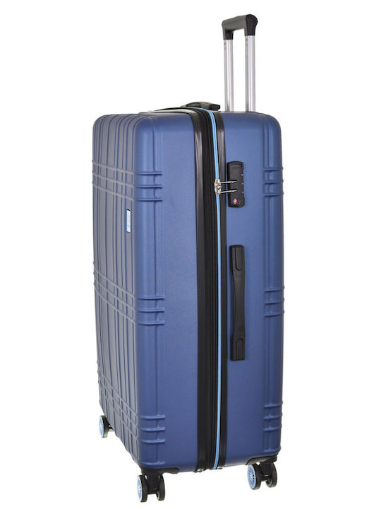 Dielle 130/70 Large Travel Suitcase Hard Blue with 4 Wheels Height 75cm