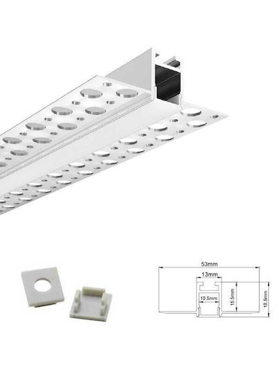 Aca Mini Walled Aluminum Profile for LED Strip with Opal Cover 200x5.3x1.8cm