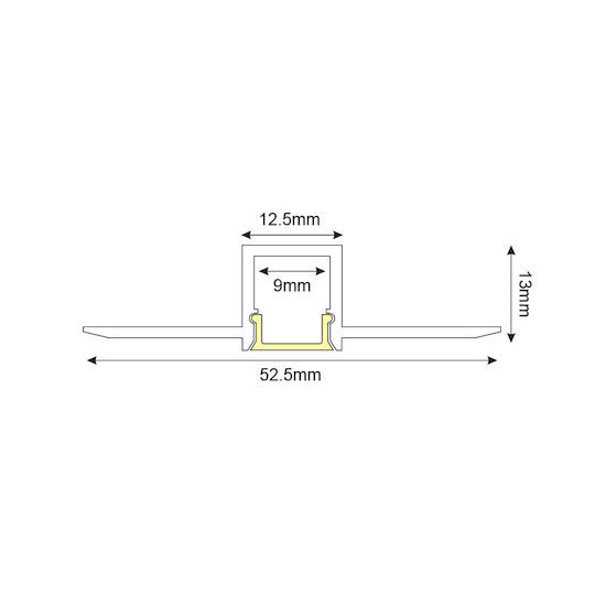 Aca Mini Walled Aluminum Profile for LED Strip with Opal Cover 200x5.3x1.8cm