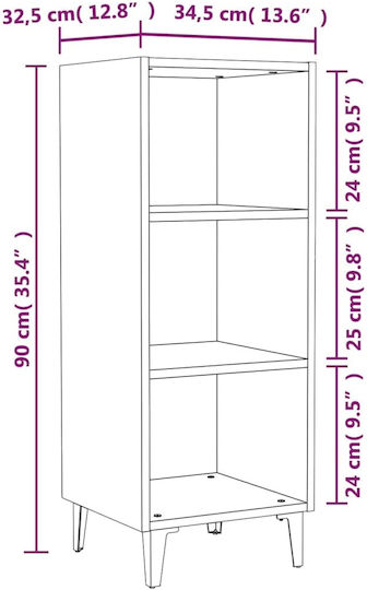 Дървен Офисен Шкаф Орех 34.5x32.5x90см