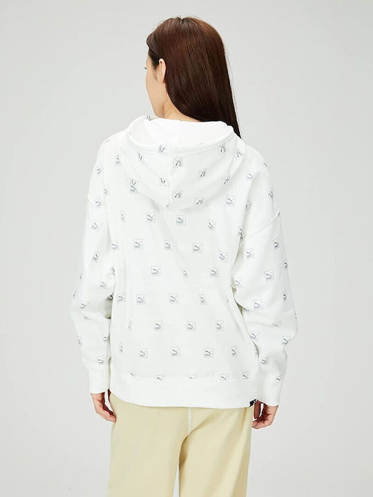 PUMA Brand Love Φούτερ Λευκό με Κουκούλα