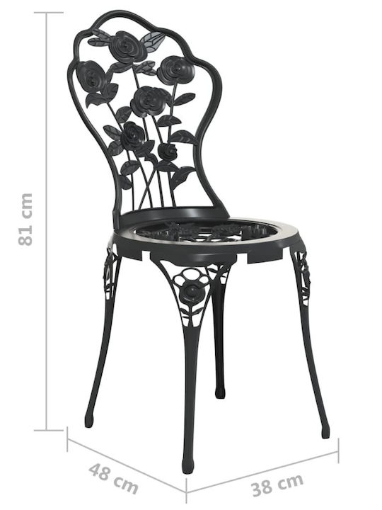 Scaun de exterior Aluminiu Negru 2buc 41x49x81.5cm