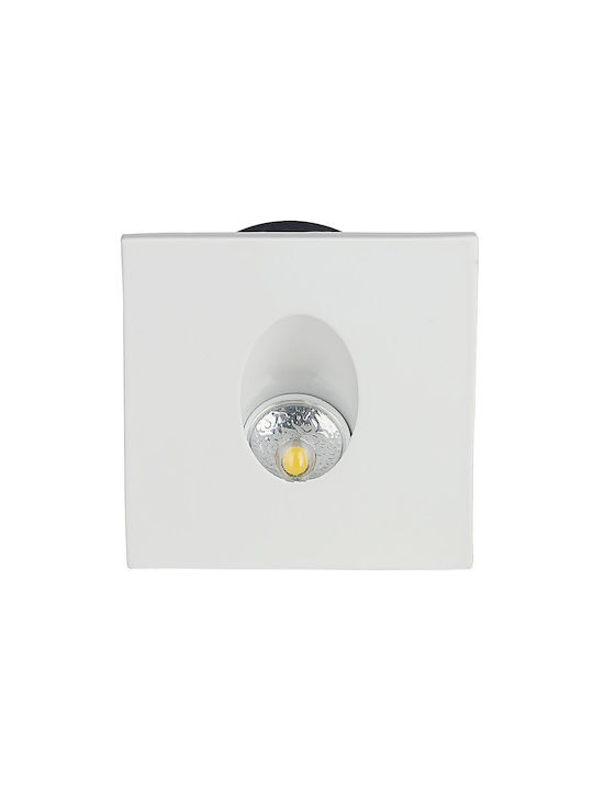 V-TAC Pătrat Metalic Spot Încorporat cu LED Integrat și Lumină Alb Cald Alb 8x8cm. 1buc