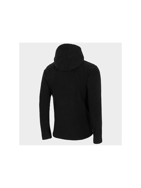 4F Men's Fleece Hooded Cardigan with Zipper Black