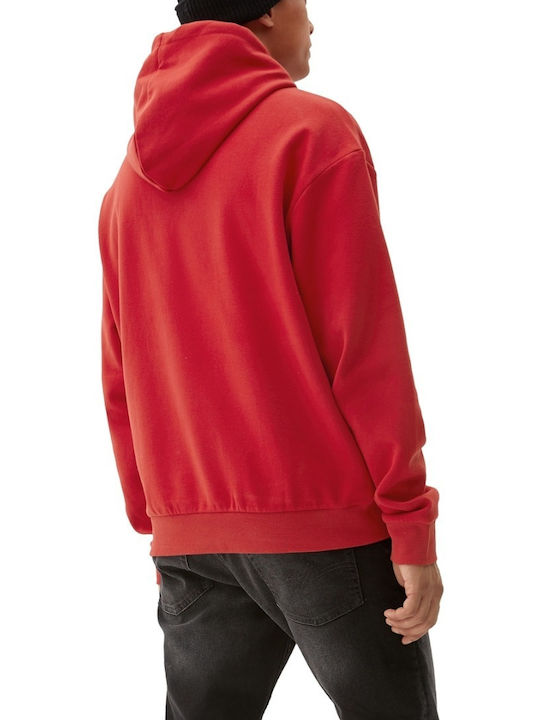 S.Oliver Men's Sweatshirt with Hood and Pockets Red