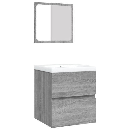 vidaXL Πάγκος με Νιπτήρα & Καθρέπτη Μ41xΒ38.5xΥ45cm Γκρι