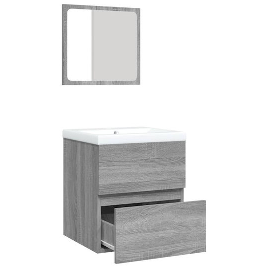 vidaXL Πάγκος με Νιπτήρα & Καθρέπτη Μ41xΒ38.5xΥ45cm Γκρι