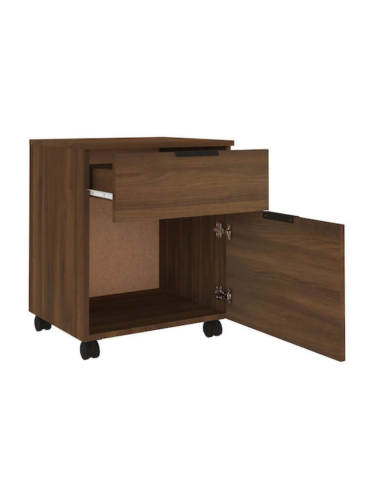 Office Storage Chipboard Cabinet With Wheels & Drawers Walnut L45xW38xH54cm
