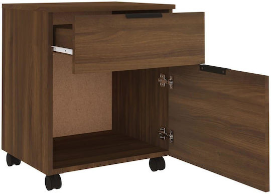 Дървен Офисен Шкаф с Колелца Орех 45x38x54см