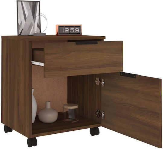 Дървен Офисен Шкаф с Колелца Орех 45x38x54см