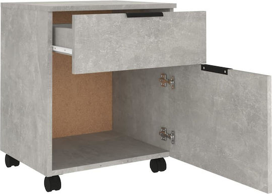 Cabinet De Birou Din Lemn Cu Roți Gri Beton 45x38x54cm