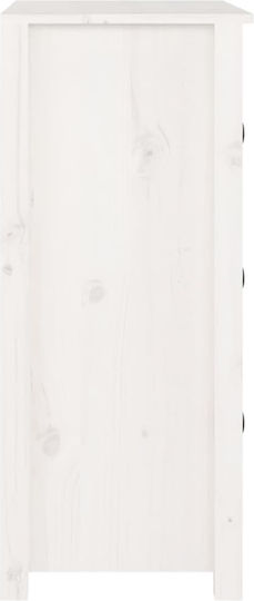Chest of Drawers of Solid Wood with 3 Drawers White 70x35x80cm