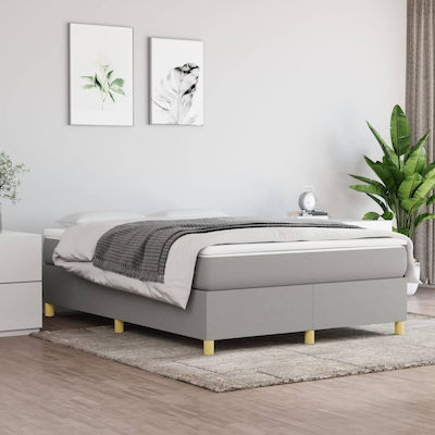 Boxspring Bed Base Double made of Wood Light Grey 140x190x35cm