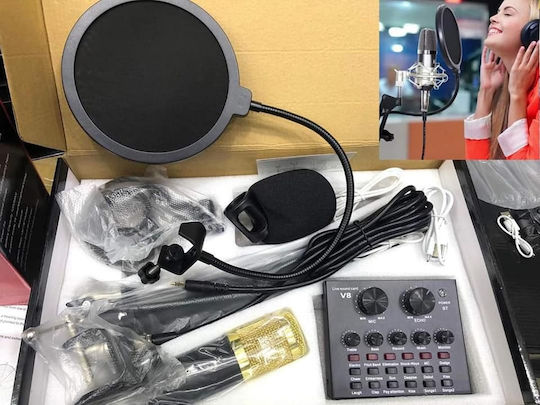 BM-800 V8 Kit Σετ Πυκνωτικό Μικρόφωνο XLR Shock Mounted για Φωνητικά