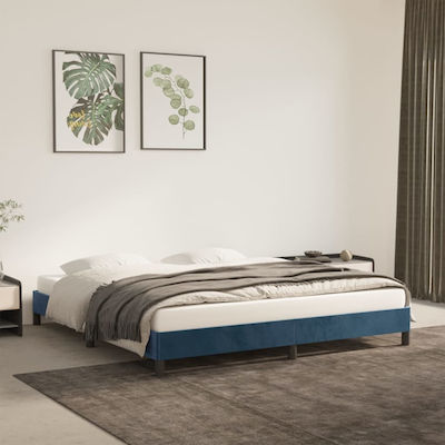 Bed Base Queen Size made of Wood Dark Blue 160x200x25cm