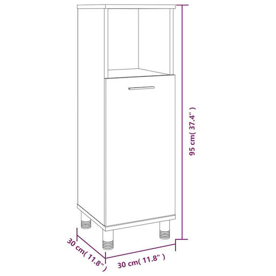 vidaXL Στήλη Μπάνιου Τοίχου Μ30xΒ30xΥ95cm Δρυς