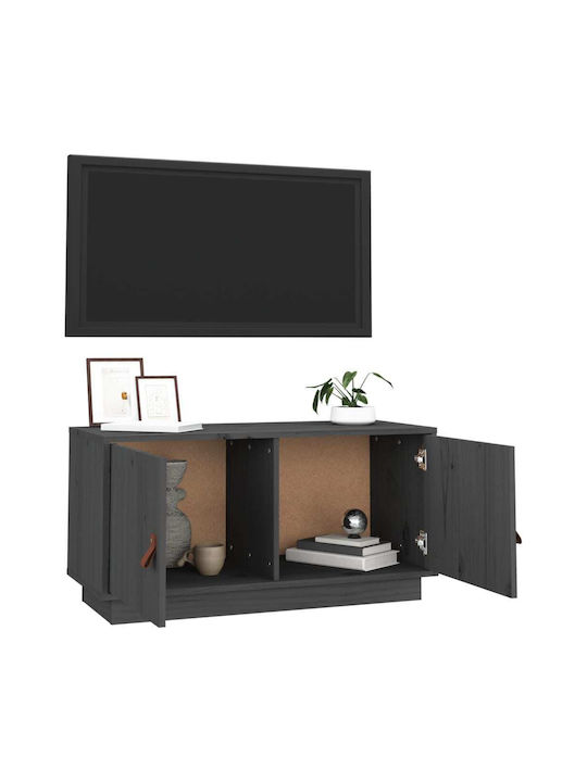 vidaXL TV-Ständer aus Massivholz Grau M80xT34xH40cm