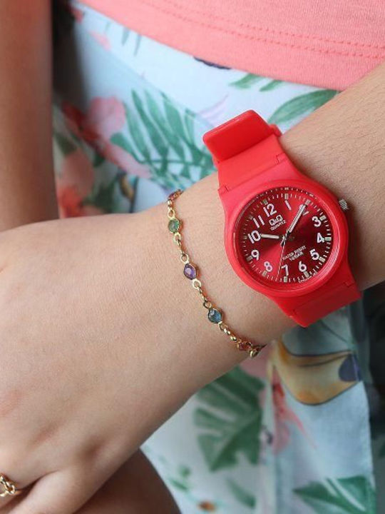Q&Q Women's Watch with Red Rubber Strap
