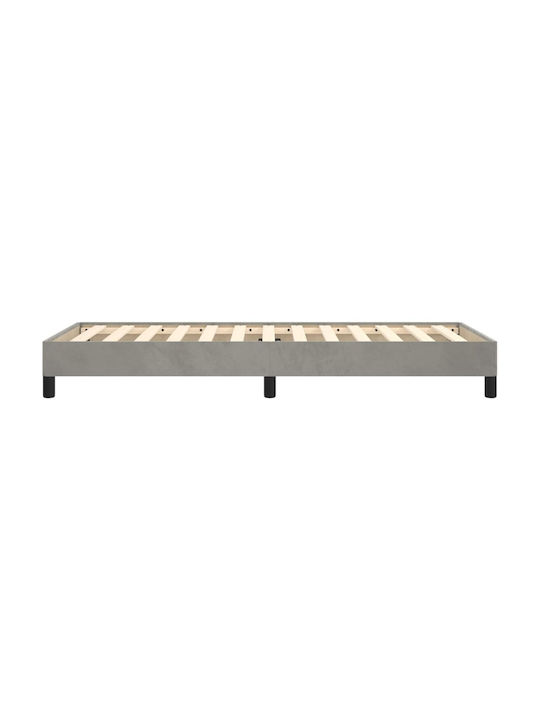 Single Bed Mattress Base Upholstered with Fabric Light Gray for 100x200cm Mattress