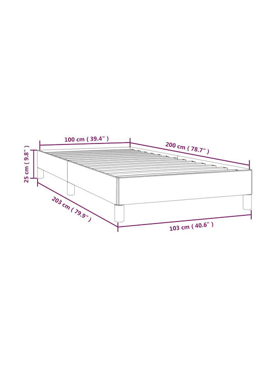 Single Bed Mattress Base Upholstered with Fabric Light Gray for 100x200cm Mattress
