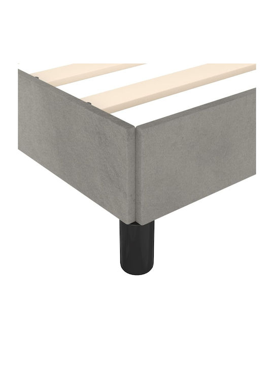 Single Bed Mattress Base Upholstered with Fabric Light Gray for 100x200cm Mattress