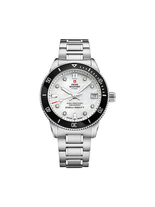Swiss Military by Chrono Diver Watch with Silver Metal Bracelet