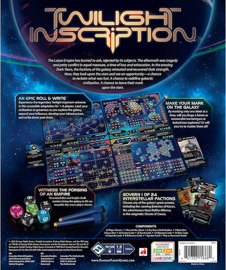 Brettspiel Twilight Inscription für 1-8 Spieler 14+ Jahre (EN) Fantasy Flight